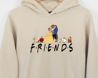 Bluza z kapturem Piękna i Bestia Przyjaciele, Zabawna bluza Disney, Zabawna bluza Przyjaciele, Zabawna bluza z kapturem z wakacjami Disneya, Bluza z kapturem Disney World.