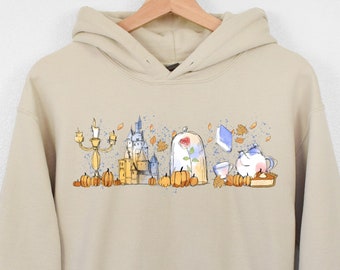 Bluza z kapturem Disney Princess Belle Fall, Piękna i Bestia Postacie z kapturem, Belle Disney World Shirt, Disneyland Shirt, Belle Hoodie