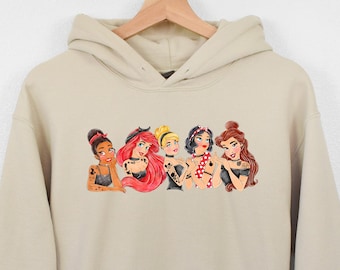 Bluza Disney Rocker Princess, Bluza Disney Punk Princess, Bluza Disney Princesses, Bluza z tatuażem, Sweter Disney Vacation