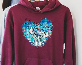 Sudadera Disney Stitch, Ohana significa sudadera con capucha familiar, sudadera con capucha de vacaciones de Disney, Lilo y Stitch, sudadera Disney Match,