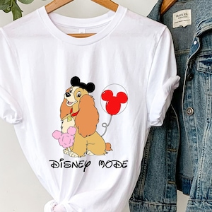 Lady Disney Mode Shirt, Lady and the Tramp Shirt, Disney Characters World Shirt, Disneyland Shirt, Lady Dog Shirt, Dogs Lovers Shirt.