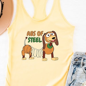 ABS van staal Slinky Dog tanktop, Toy Story grappige tank, geweldige Disney cadeau-ideeën mannen vrouwen, Toy Story Slinky hond tank, grappige Disney tanktop.