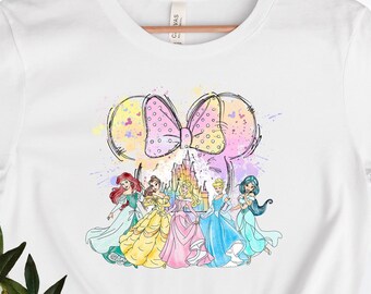 Camisa de castillo de princesa de Disney, camisa de acuarela de Disney, viaje de niña de Disney, camisa de princesa, castillo de princesa, viaje familiar de Disney, camisa de princesa