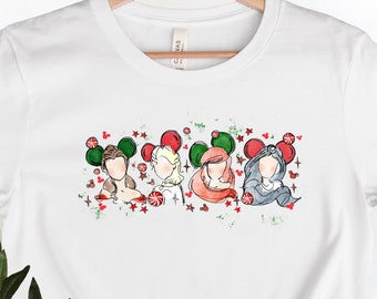 Camisas de Navidad de princesas de Disney, camisas a juego de princesas de Navidad, sudaderas de Navidad de Disney 2023, camisas de princesas de Navidad de Disney.