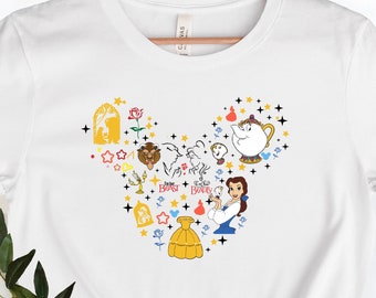 Chemise Disney Belle, Chemise Disney Collage, Chemise Disney Princess, Chemise Mickey Head, Chemise La Belle et la Bête, Chemise Disneyland