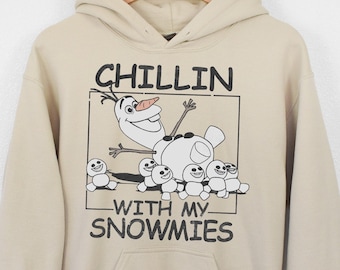 Disney Frozen Olaf Chillin With My Snowmies Portrait Shirt, Mickey's Very Merry Christmas Party, Disney Disneyland Holiday Vacation Gift.