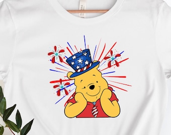 Pooh Bear 4th of July Shirt, Pooh America shirt, Winnie The Pooh tees, Disney Family 4th of July Tee, Independence Day Disney Shirt