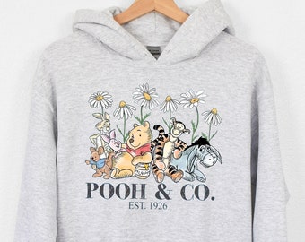 Felpa girocollo vintage Winnie The Pooh, felpa con cappuccio Pooh, maglione Pooh Friends, felpe con cappuccio abbinate Disney Family Trip, felpa Disney Friends