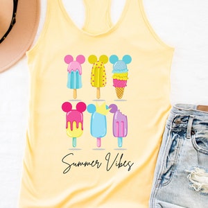 Disney Summer Vibes Tank Top, Mickey Snacks Tank for Women, Summer Vibes, Disney Vacation Shirt for Women and Girls, Mickey Ice Cream Shirt