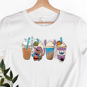 Stitch Halloween Coffee Shirt, Disney Halloween Coffee Shirt, Disney Trick or Treat, Disney Pumpkin Shirt, Disney Halloween Party,