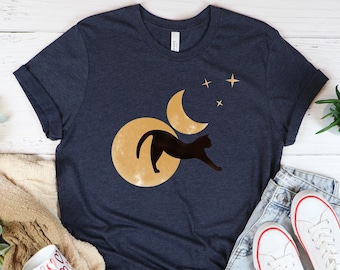 Katt månen t-shirt: Himmelsk kattälskare gåva