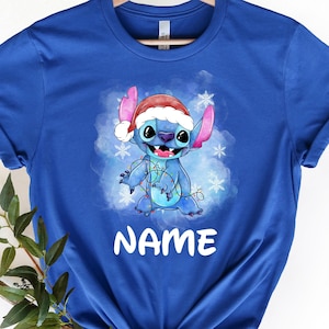 Stitch Christmas Custom Shirt, Stitch Xmas Tree Santa Hat Present Christmas Xmas Shirt, Stitch Holiday Shirt, Stitch Disney Xmas Shirt Gift