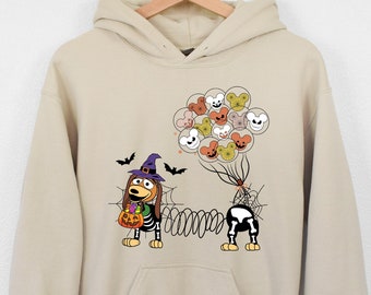 Slinky Dog Skeleton Halloween Sweatshirt, Disney Spooky Season Slinky Dog Halloween Hoodie Shirt, Toy Story Slinky Dog Halloween family Tee.