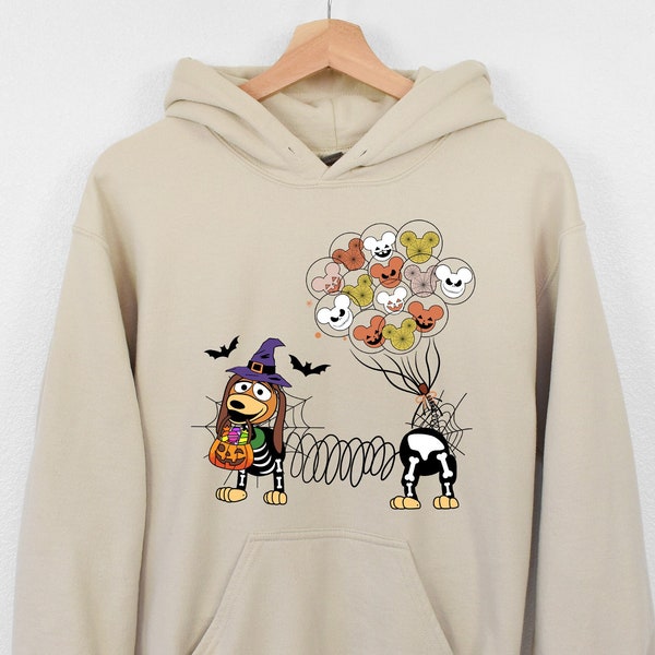 Slinky Dog Skeleton Halloween Sweatshirt, Disney Spooky Season Slinky Dog Halloween Hoodie Shirt, Toy Story Slinky Dog Halloween family Tee.