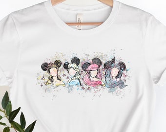 Camisa de princesa de Disney, camisa de acuarela de Disney, viaje de niña de Disney, camisa de princesa, castillo de princesa, viaje familiar de Disney, camisa de princesa
