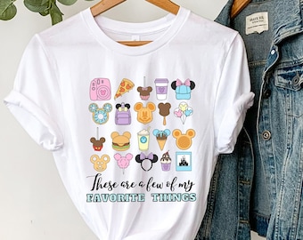 Disneys favoritsaker, snacks-tröja, retro Disney-tröja, söt färgglad Disney-tröja, Disney-snacks-tröja