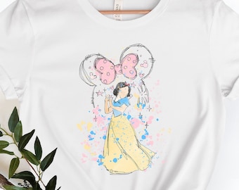Disney Prinzessin T-Shirt, Schneewittchen Aquarell Burg Shirt, Schneewittchen Burg Shirt, Aquarell Schneewittchen Shirt, Disneyworld Family Shirt