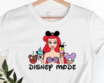 Camisa Ariel Disney Mode, camisa Disney Mode Princess, camiseta de la Sirenita, camisa de la Sirenita Ariel, camisa de la sirena Ariel, viaje de las niñas de Disney