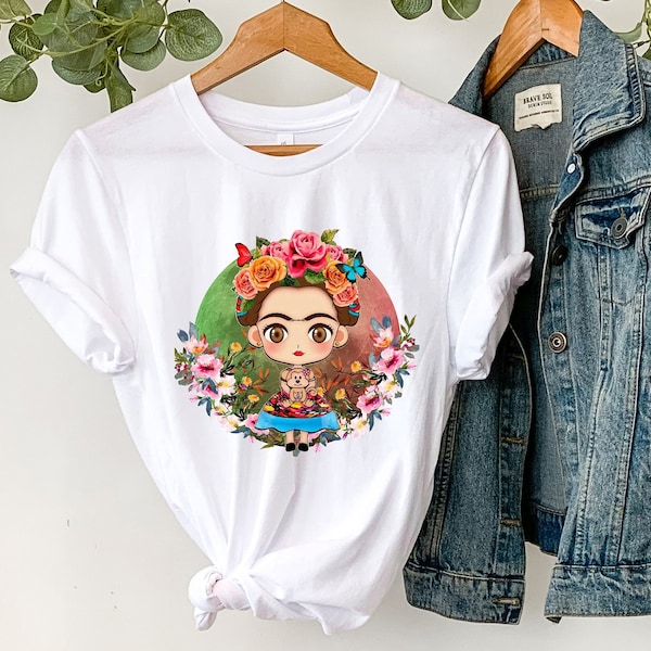 Frida Kahlo Cartoon Shirt, Frida Kahlo, Frida Tee, Frida Kahlo Tshirt, Frida Kahlo Gift, T-shirt, Tops, Tees , Woman gifts, Gift For Her