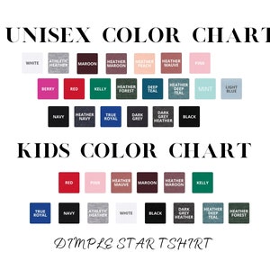 Puede incluir: Tabla de colores unisex y para ni&ntilde;os para camisetas. La tabla muestra una variedad de colores, incluyendo blanco, negro, rojo, azul, verde y rosa.