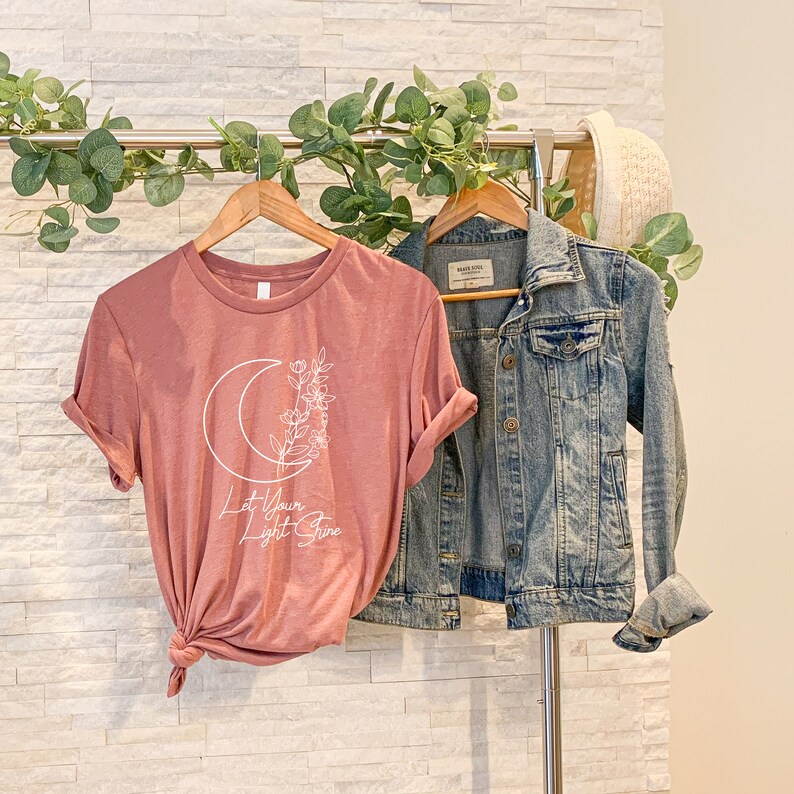 Floral Moon Christian Shirt - Let Your Light Shine - Religious Tee ...