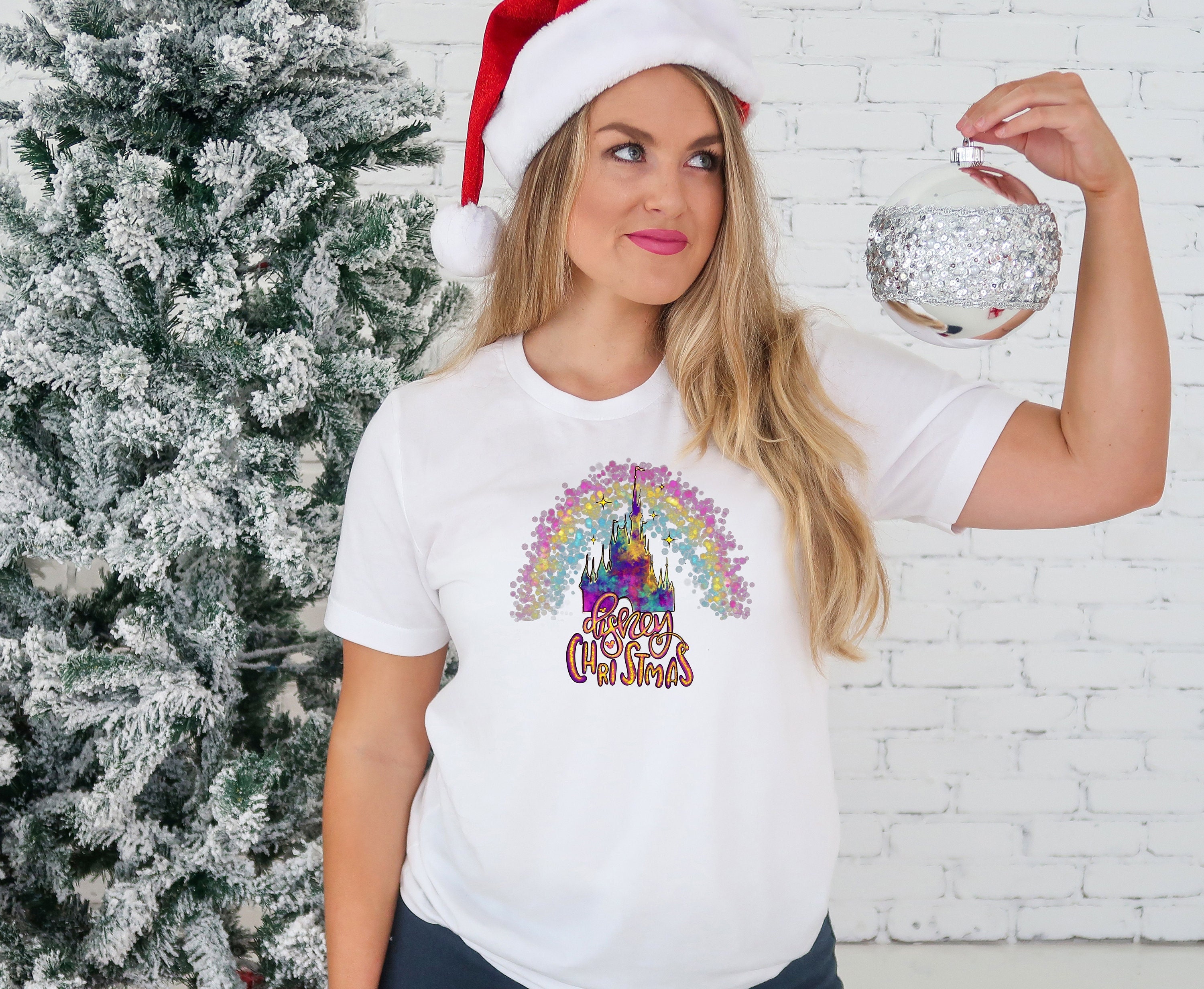 Disney Christmas T-Shirt, Disney Rainbow Castle Shirt, Christmas Castle