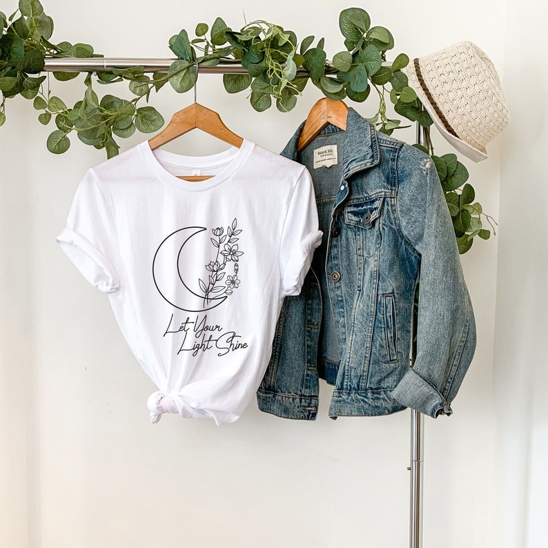 Floral Moon Christian Shirt - Let Your Light Shine - Religious Tee ...
