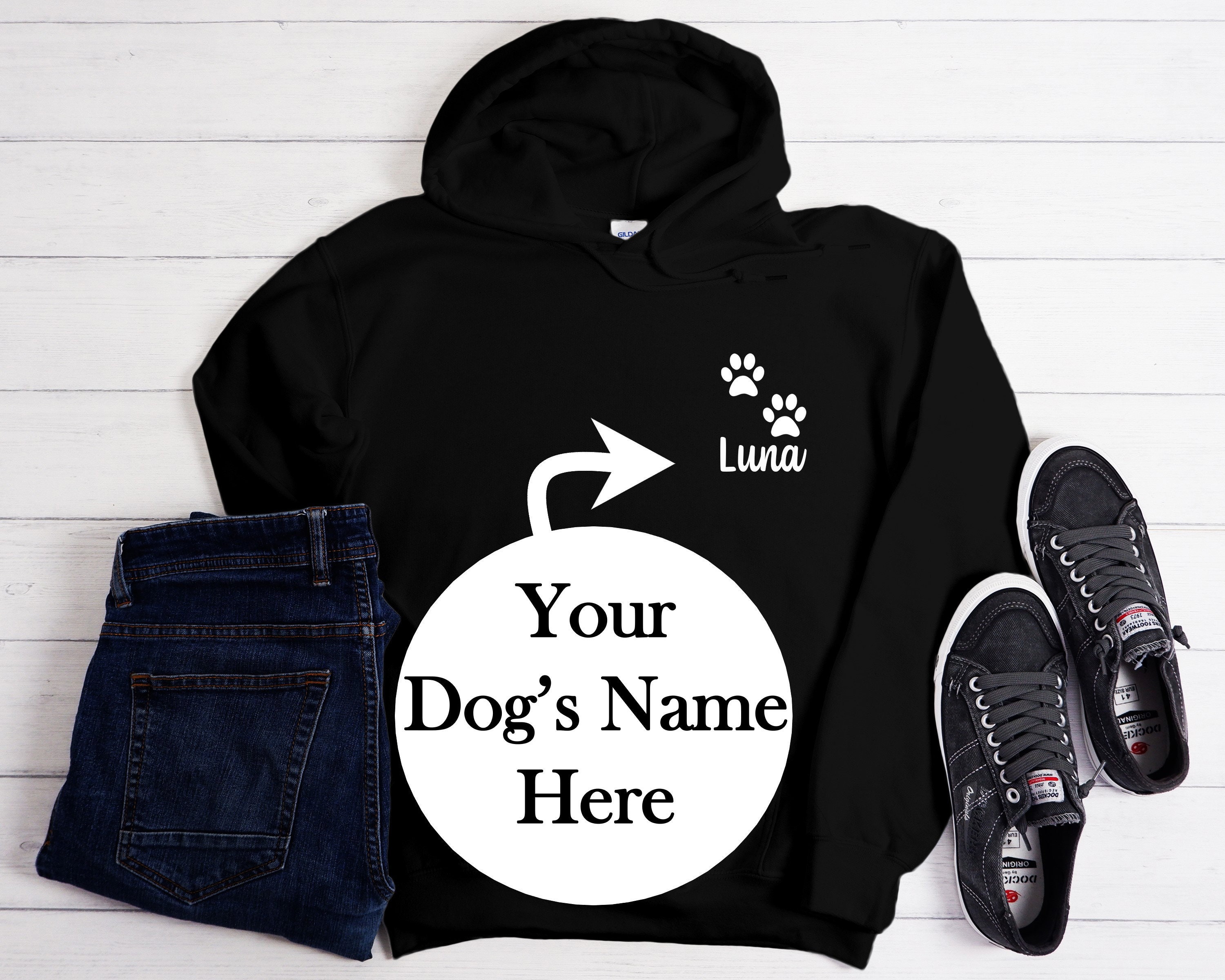 Personalized Dog Sweatshirt Hoodie Shirt with Dogs Name Etsy