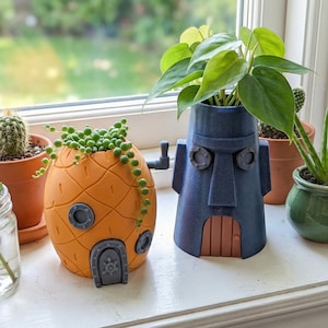 Spongebob & Thaddäus Haus-Blumentöpfe - Verschiedene Größen!