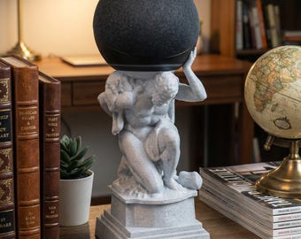 Echo Dot Hércules (4.ª/5.ª generación y Max) y soporte Echo Stand: Soporte para estatua de Atlas, también compatible con Apple HomePod Mini.