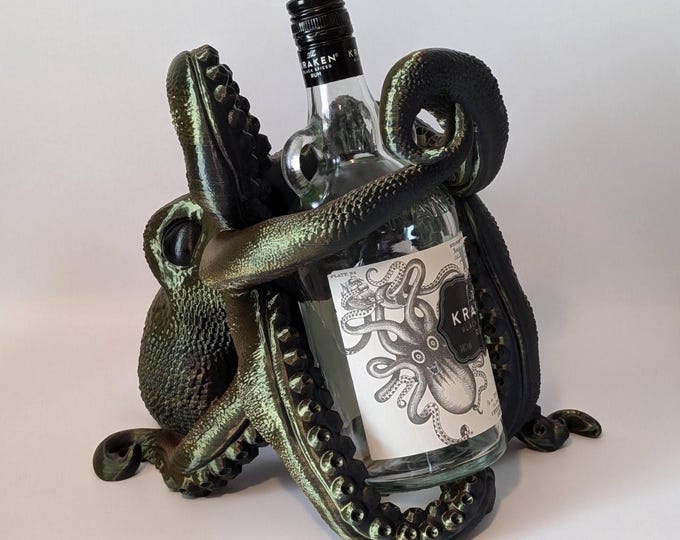 Octopus Kraken Bottle Holder, Rum & Wine Bottle Display Stand, Home Bar Decor, Gift for Drink Lovers