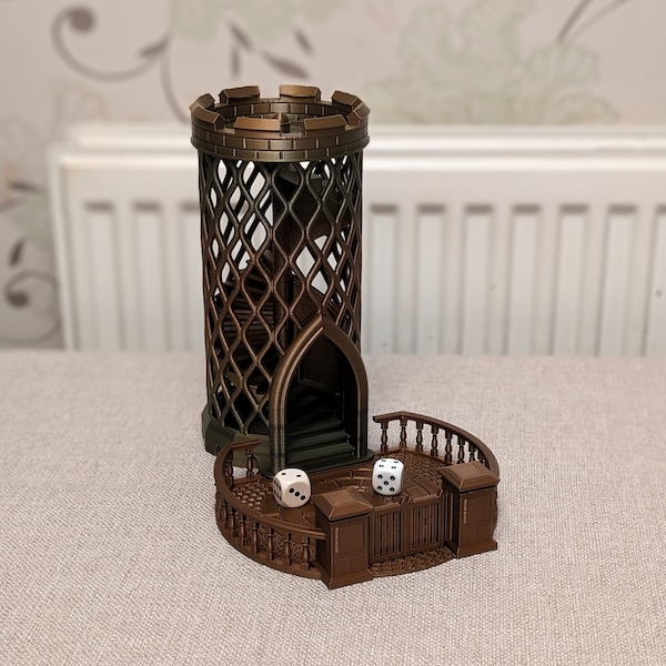 Castle Spiral Dice Tower with dice catcher, Tabletop and Board Game Accessories, Dungeons and Dragons