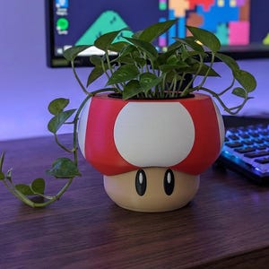 Paddenstoelenbak Mario met drainagegaten - Decoratie gameruimte
