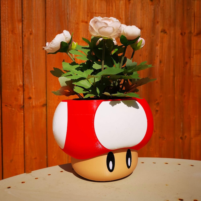 Mario mushroom planters with drainage holes Gaming room decor image 5