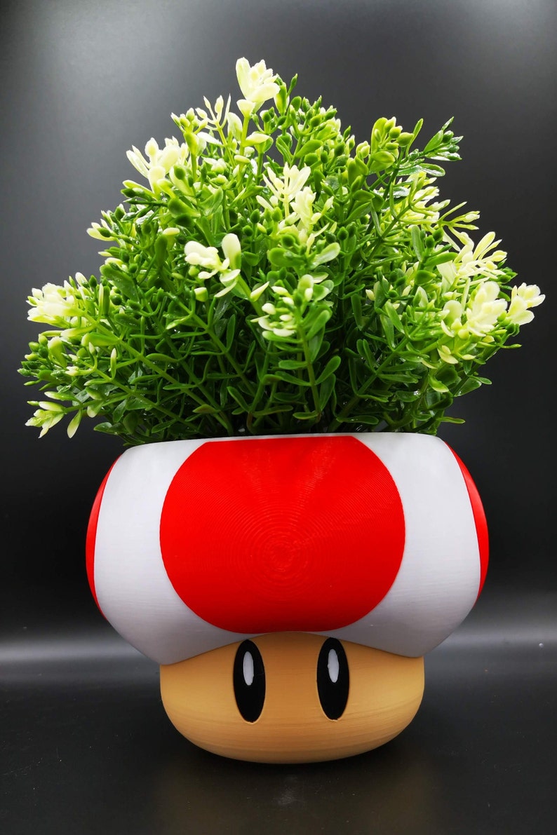 Mario mushroom planters with drainage holes Gaming room decor image 4