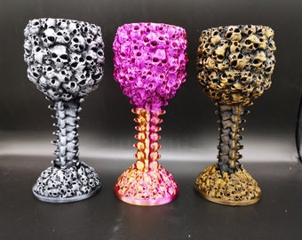 Chalice of Skulls - 3D printed / skeleton bones Goblet / costume trophy / gothic Halloween decor / candy bowl