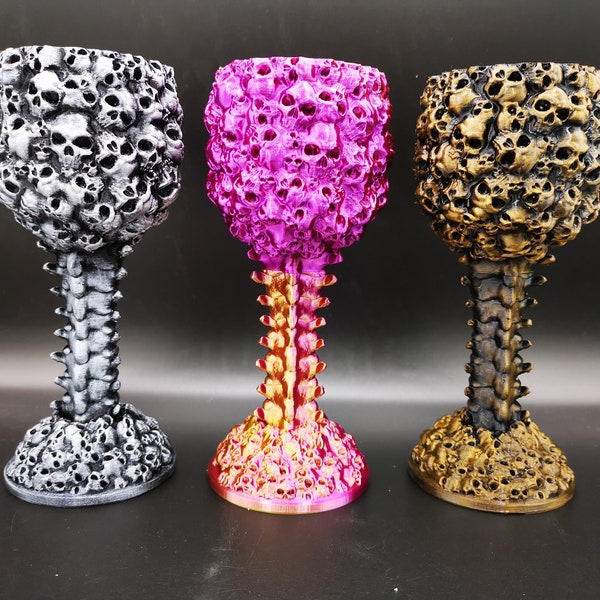 Chalice of Skulls - 3D printed / skeleton bones Goblet / costume trophy / gothic Halloween decor / candy bowl