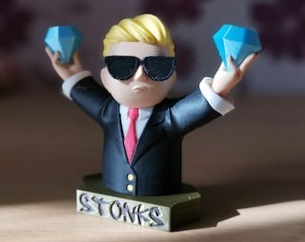 Diamond hands stonks meme Wallstreetbets model, WSB Reddit, GME, AMC, stock market gifts, gifts for investors