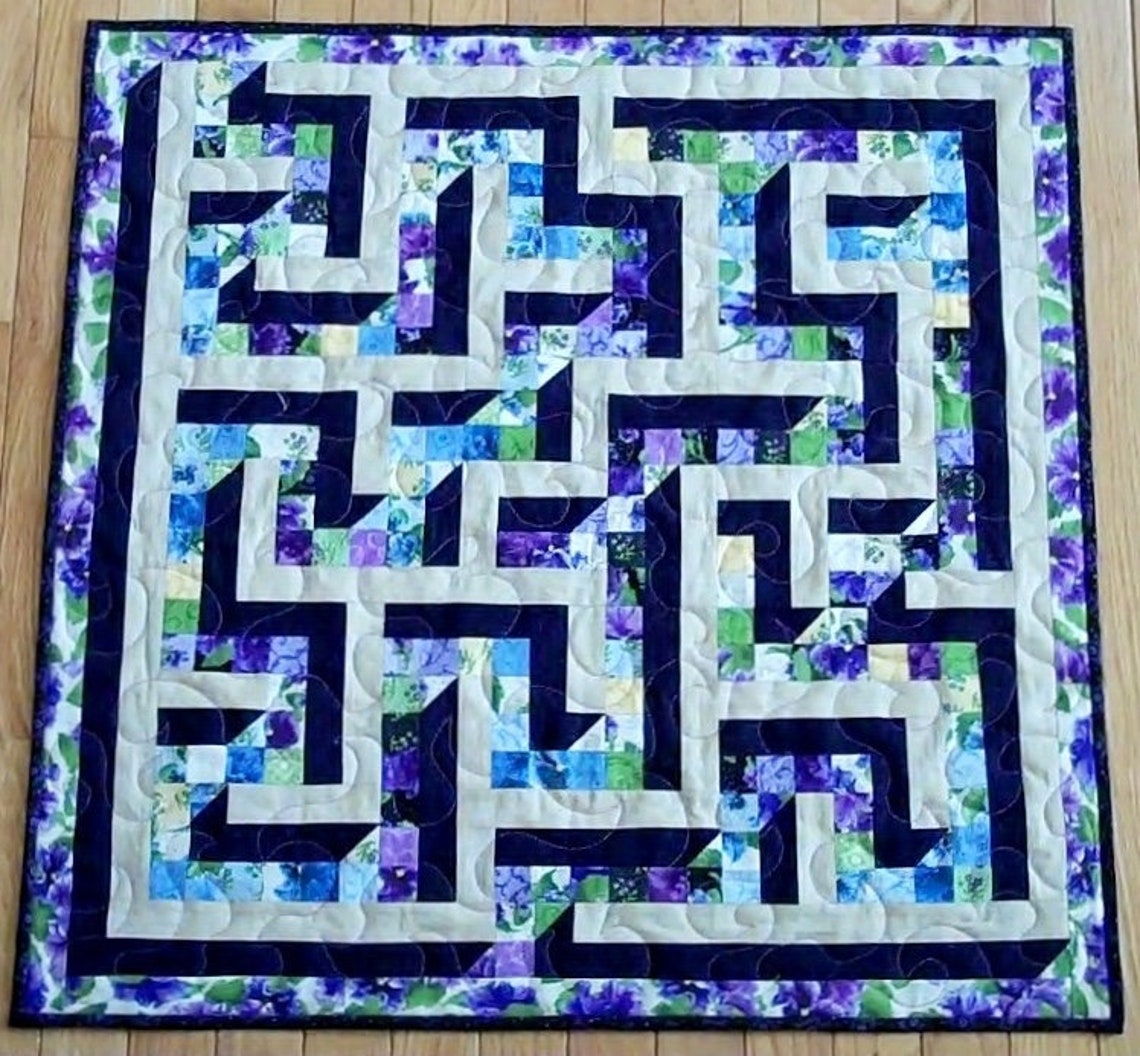 In and Out 3D Maze Quilt Pattern 5 Sizes 30 sq. 44 Etsy France