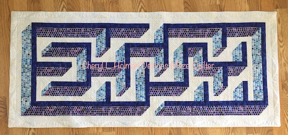 PDF 3D Dimensional Maze Pattern Table Runner - Bed Runner - Wall Hanging Quilt, Kid's Quilt 23" x 53"