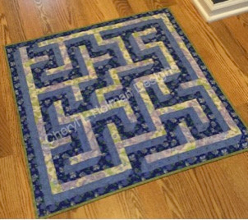 In and Out 3D Maze Quilt Pattern - 5 Sizes: 30" Sq., 44” Sq., 59” Sq ...