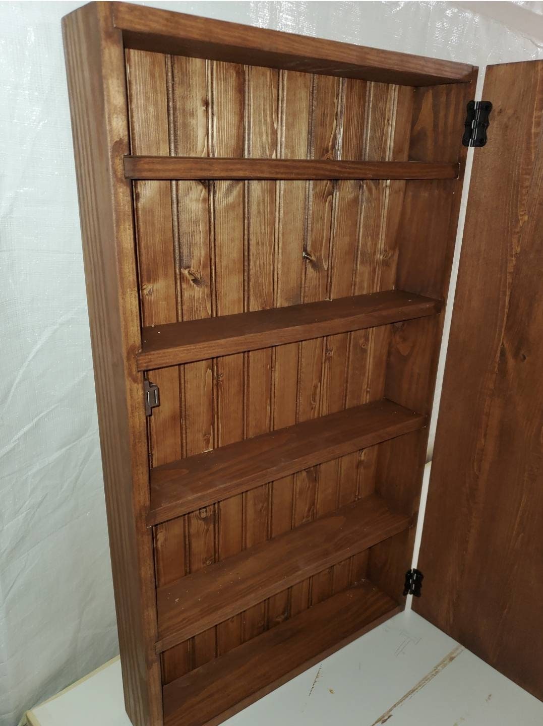Solid Wood Wall Mounted Spice With Barn Door / Spice Etsy