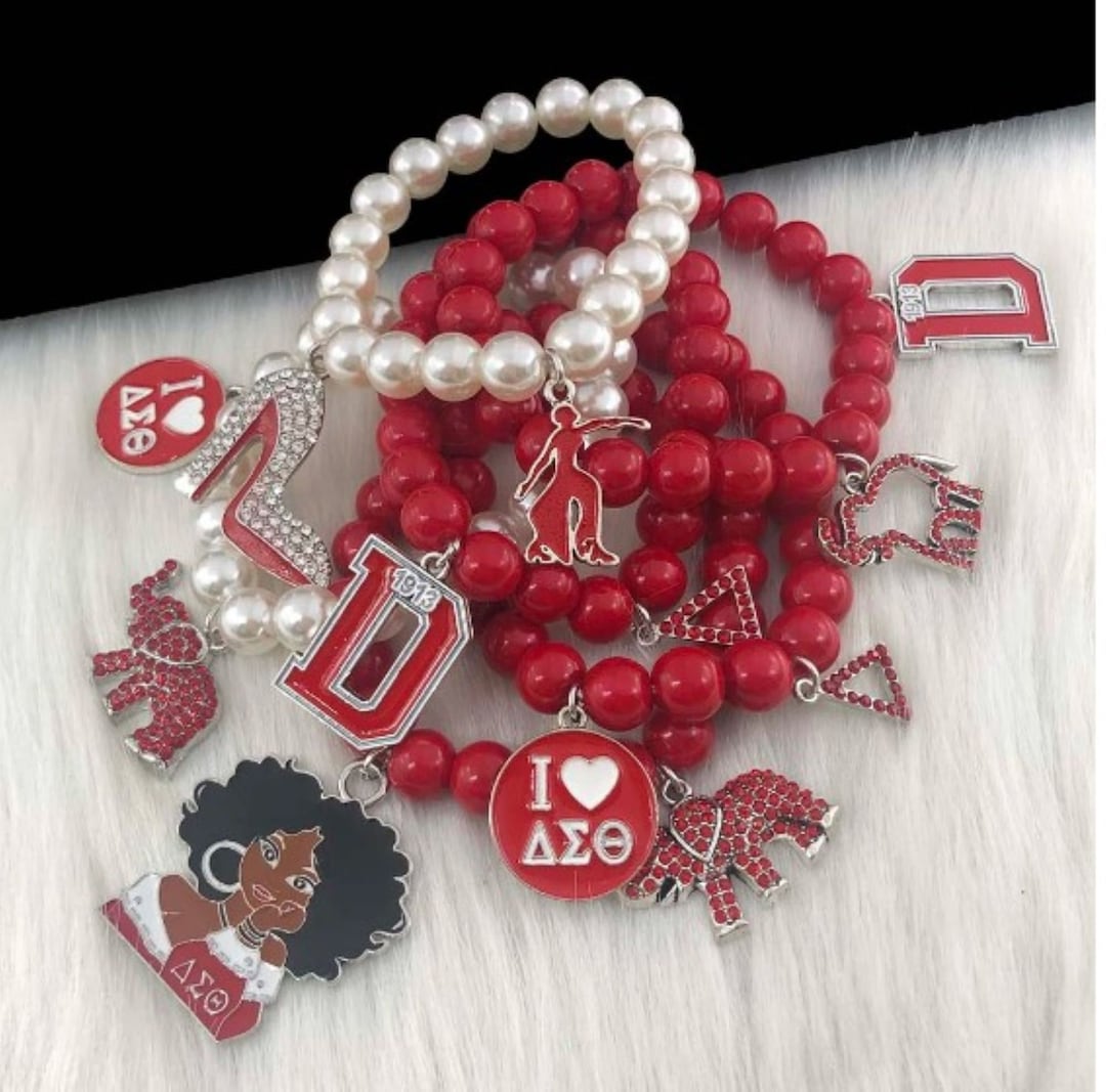Delta Sigma Theta Charm Bracelet Set of 6 Beautiful Etsy