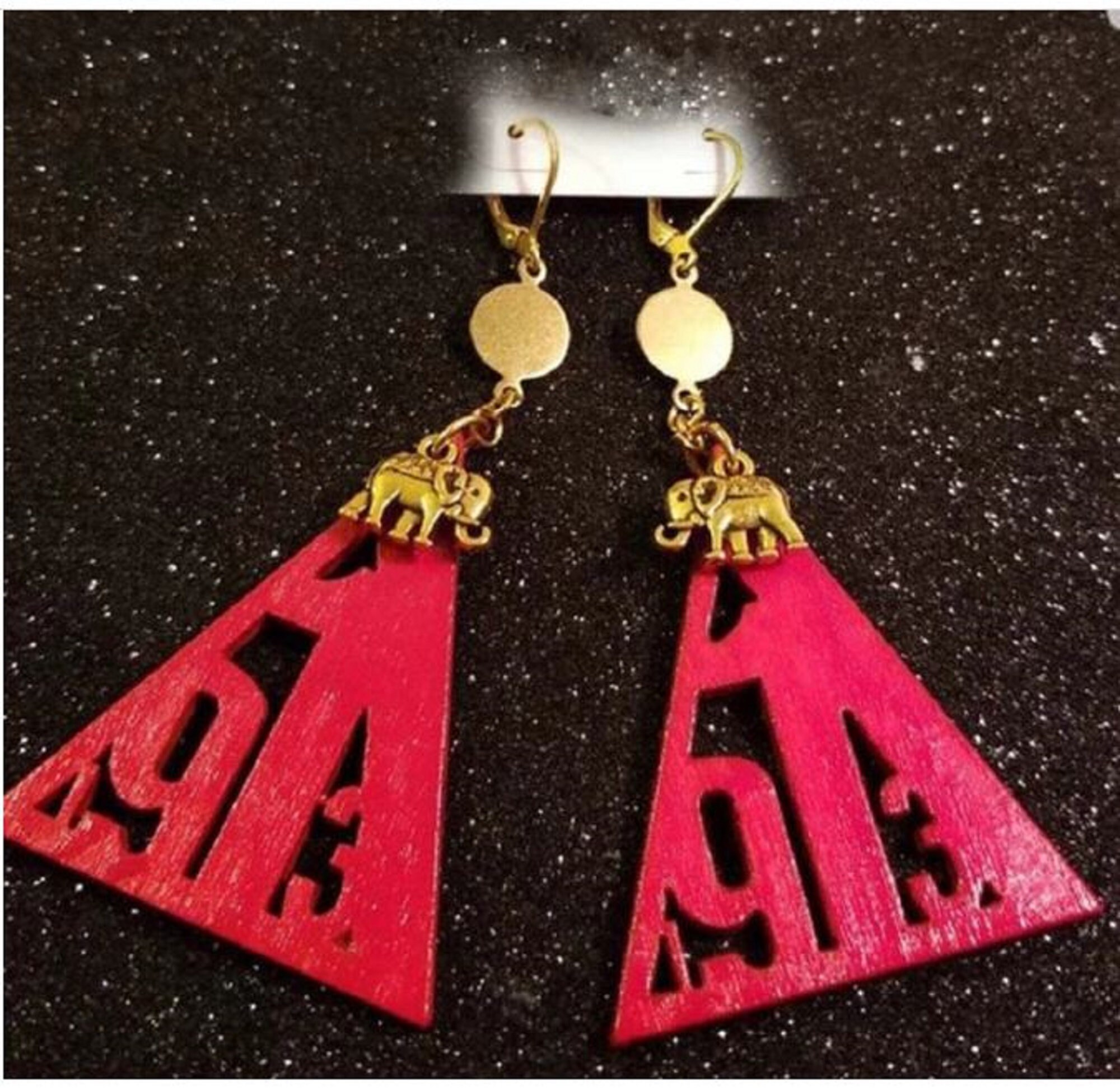 Delta sigma theta wooden best sale earrings