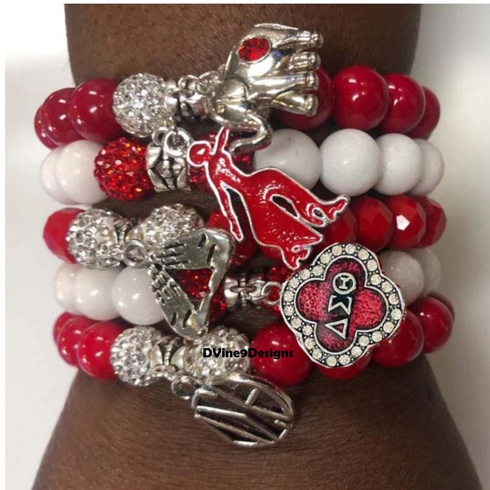 Delta Sigma Theta Charm Bracelet Set of 5 Beautiful Etsy