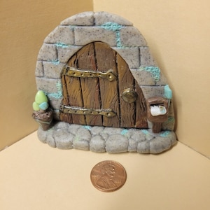 Polymer Clay Fairy Door Miniature Decoration - Mossy Stone Bricks