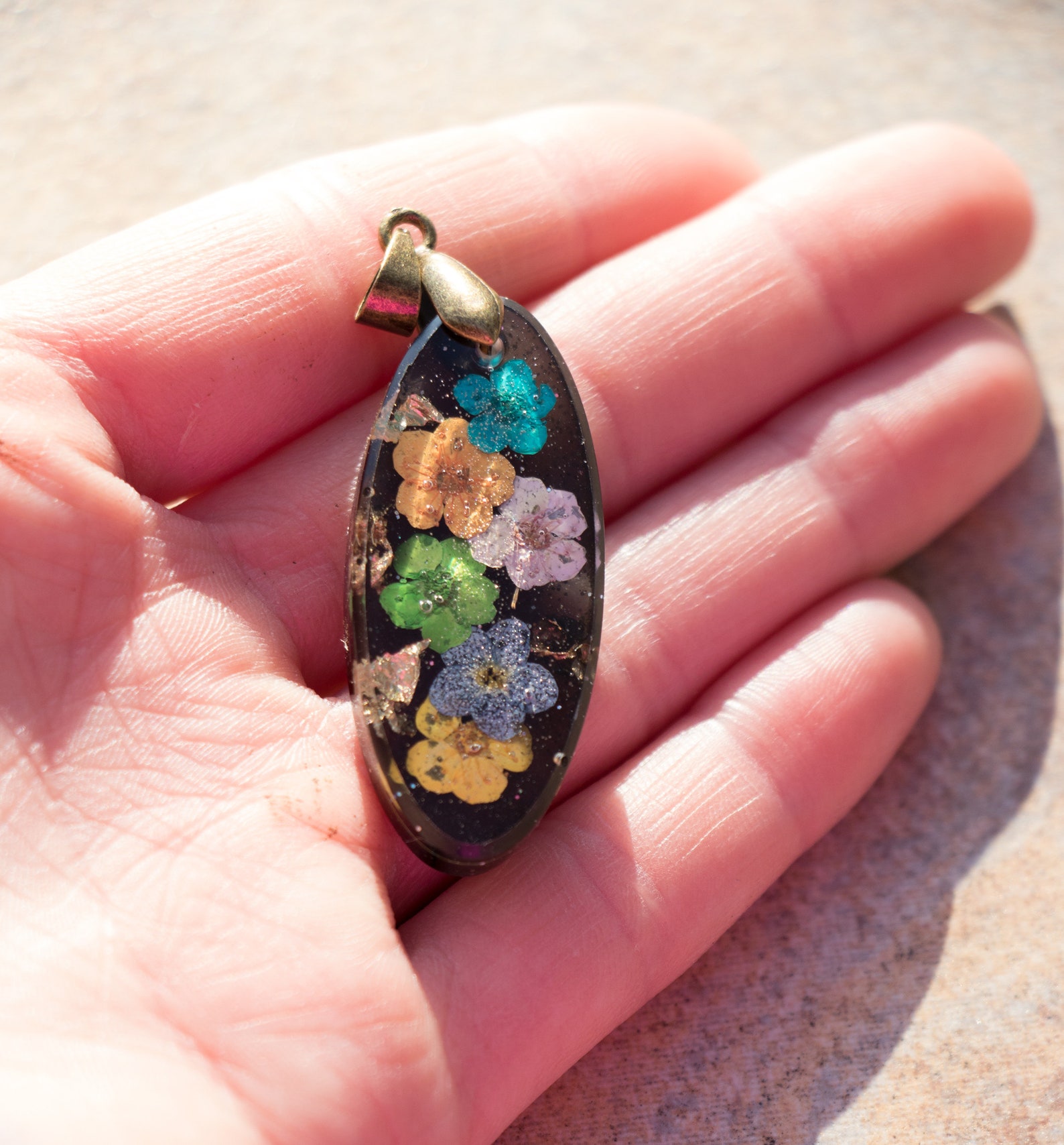 Handmade resin flower necklace Etsy
