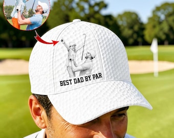 Personalisierter Golfer-Vater-Hut, benutzerdefinierter bester Vater von Par-Cap, Foto-Golf-Baseballhut, Vatertagsgeschenk für Golf-liebenden Vater, Geschenk für Golfliebhaber