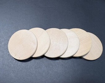 12 szt. 35 mm (1 2/5") płaskie naturalne drewniane kółka, drewniane krążki, monety, drewniane krążki - bez otworu, bez lakieru *W940