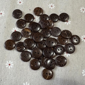 40 stuks 15 mm (3/5&quot;) kokosnootknopen houten knopen knopen (W157)